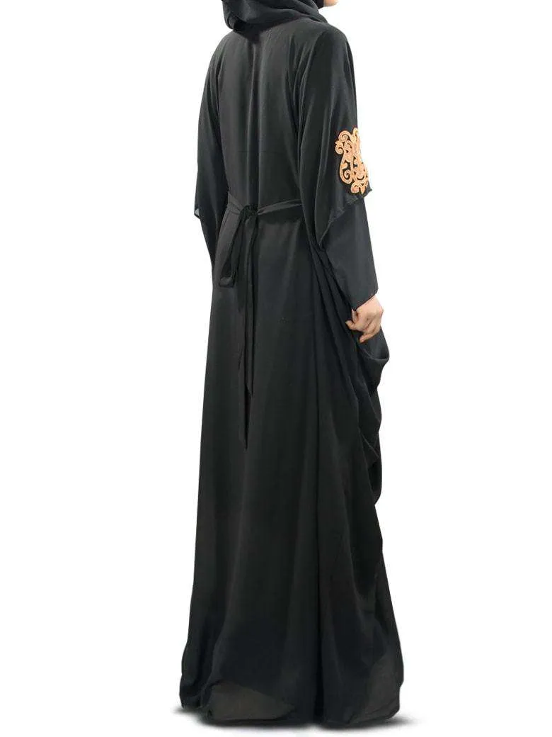 Amara Copper Embroidered Black Kaftan