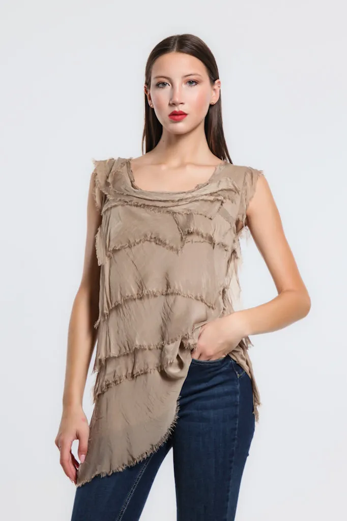 Arianna Silk Ruffle Top (BT205)