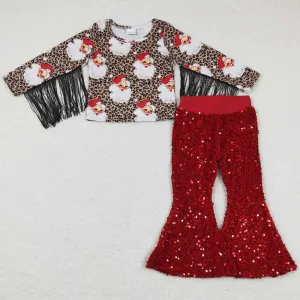 Baby Girls Clothes Christmas Santa Tassel Sequin Pants Sets GLP0603