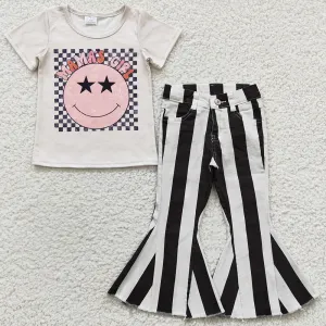 Baby Girls Clothes Jeans Pants Set Mama's Girl Stripe Bell Denim Pants Outfits GSPO0544