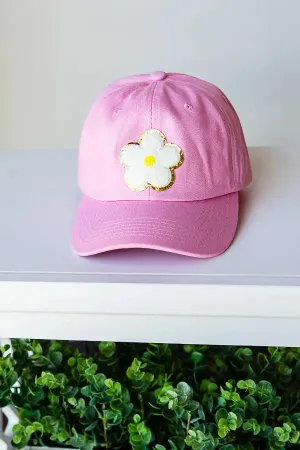 Baseball Cap with Daisy Flower Patch