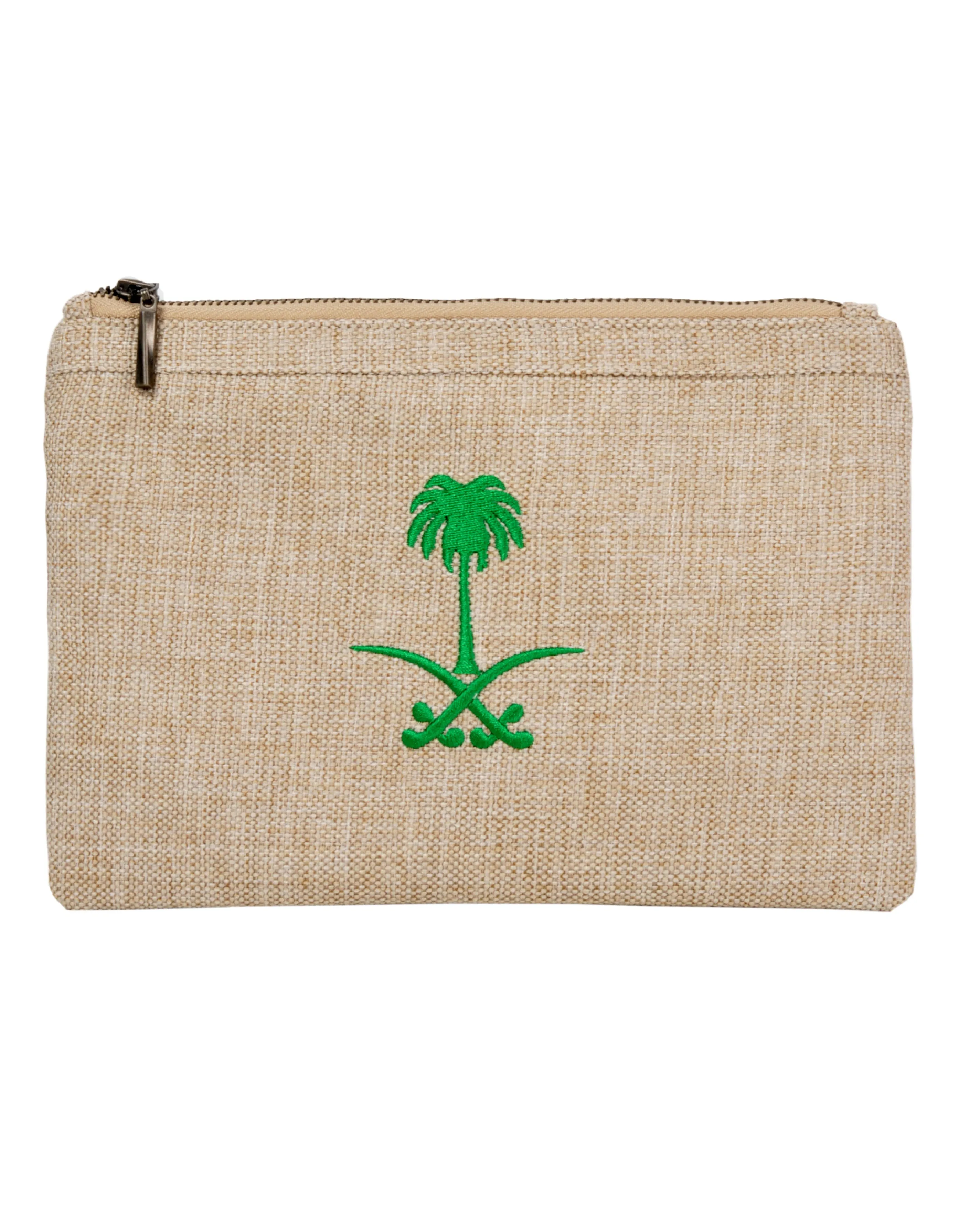 Beige Saudi Emblem Pouch