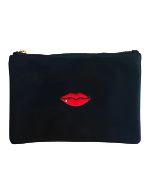 Black Velvet Red Lips Pouch