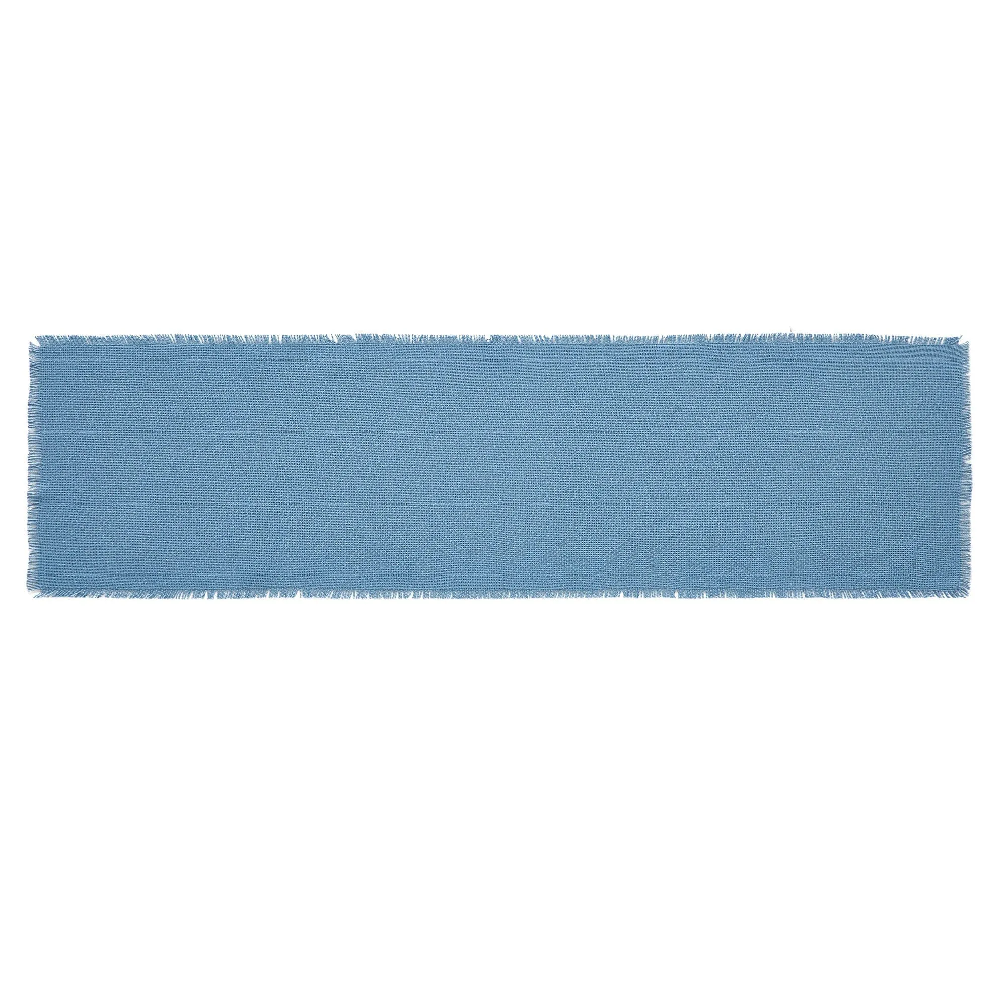 Burlap Blue Fringed Runner 12x48"