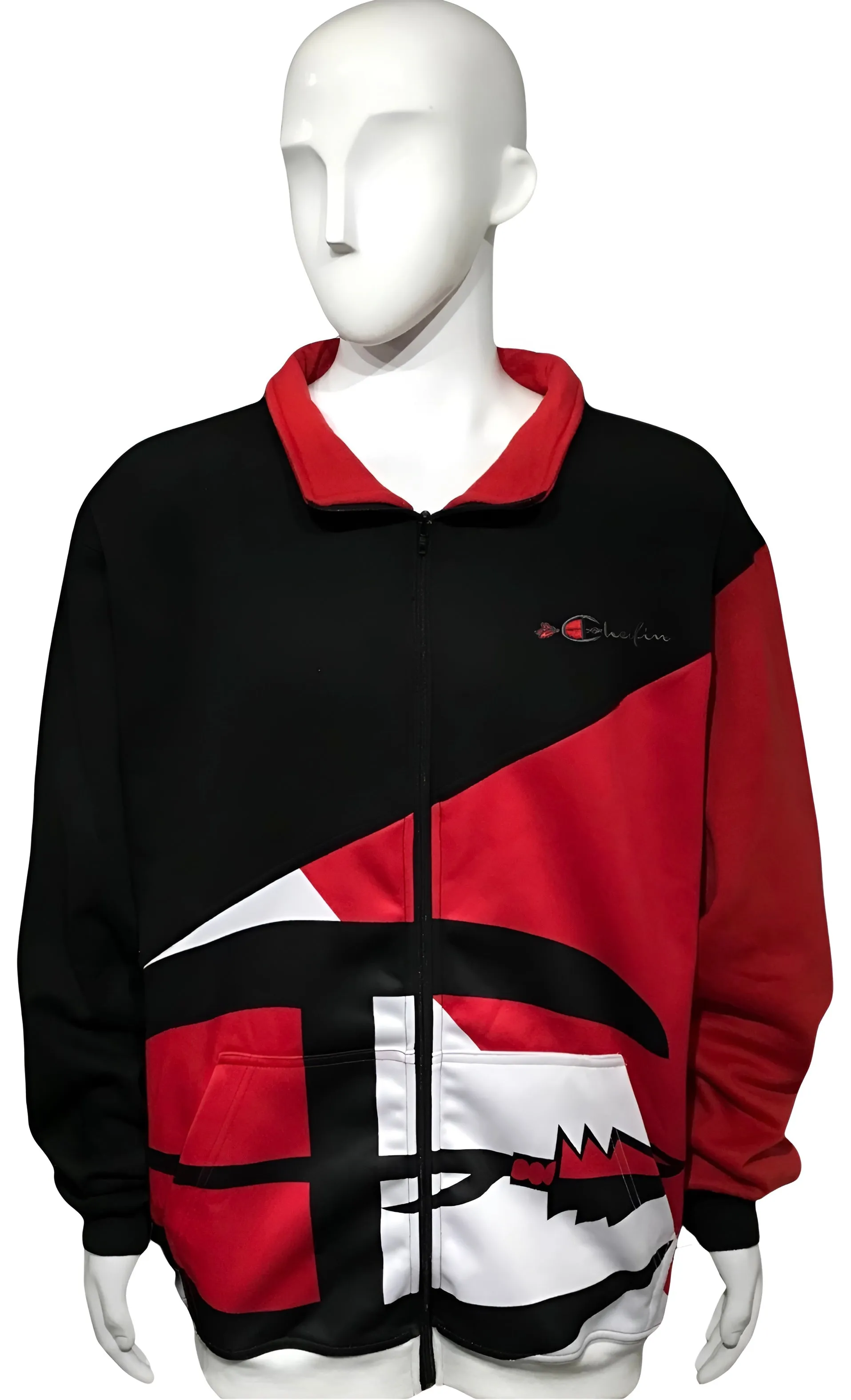 ^CHAMPION CHIEF^ (RED-MULTI) LUXURY ZIP UP TRACK JACKETS (CUT & SEW) (EMBROIDERED LOGO)