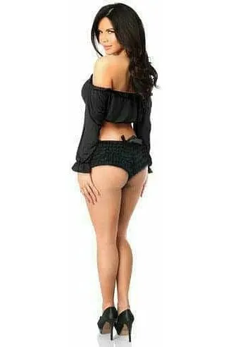 Daisy Corsets Black Long Sleeve Peasant Top