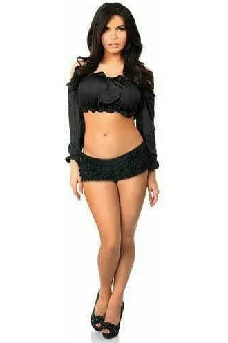 Daisy Corsets Black Long Sleeve Peasant Top