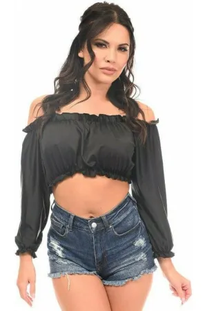 Daisy Corsets Black Long Sleeve Peasant Top