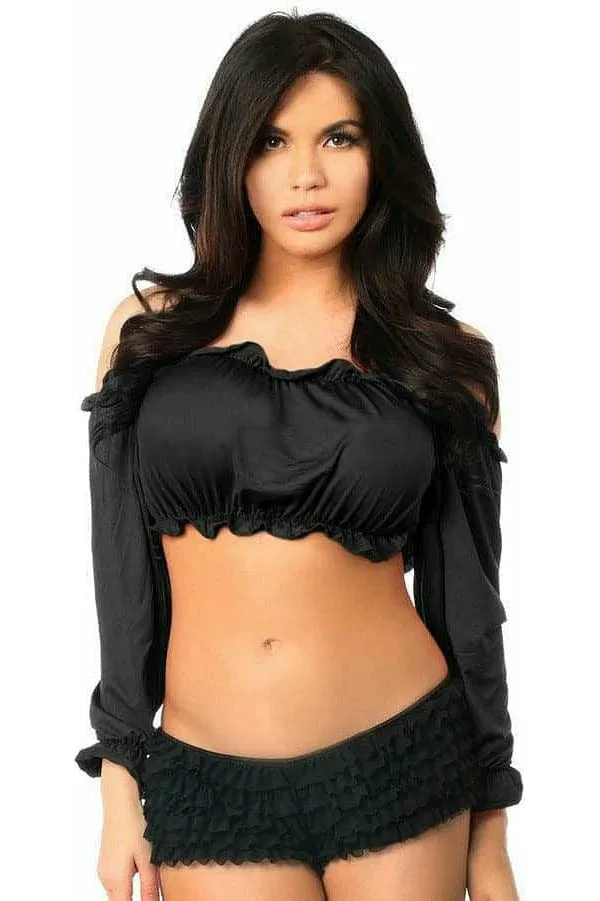 Daisy Corsets Black Long Sleeve Peasant Top