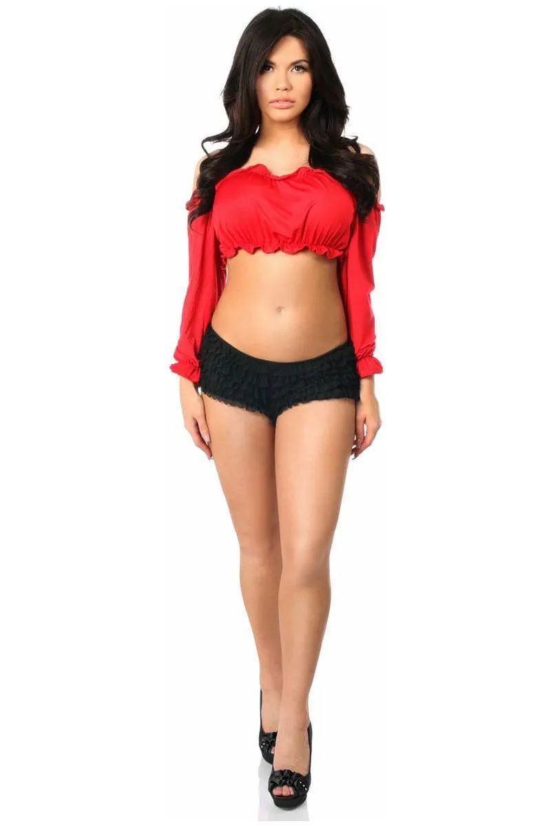 Daisy Corsets Red Long Sleeve Peasant Top