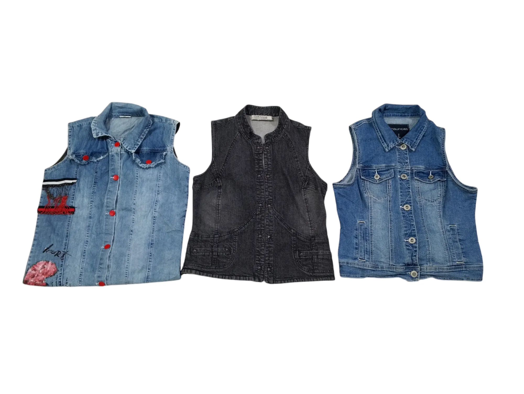 Denim classic vests - 12 pcs