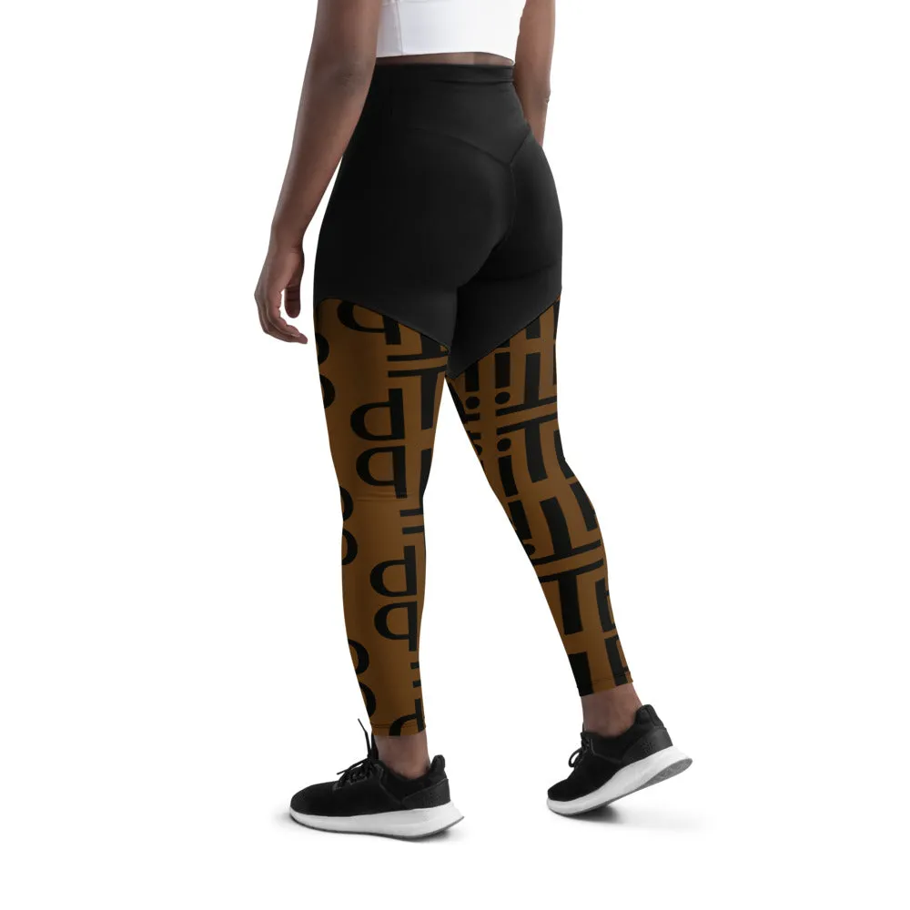 dti brown/black pattern Sports Leggings