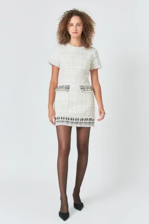 Endless Rose - Tweed Fringed Mini Dress