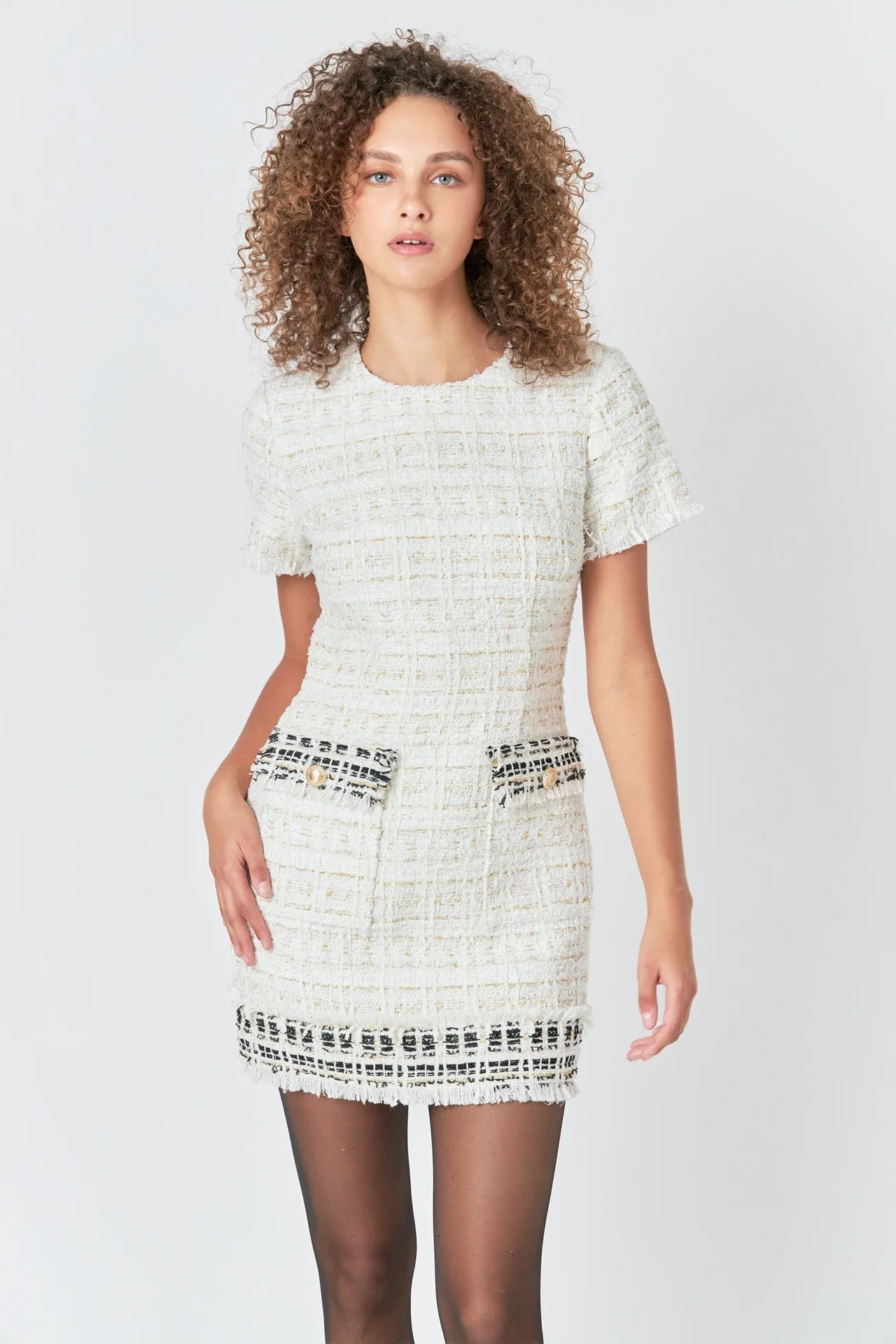 Endless Rose - Tweed Fringed Mini Dress