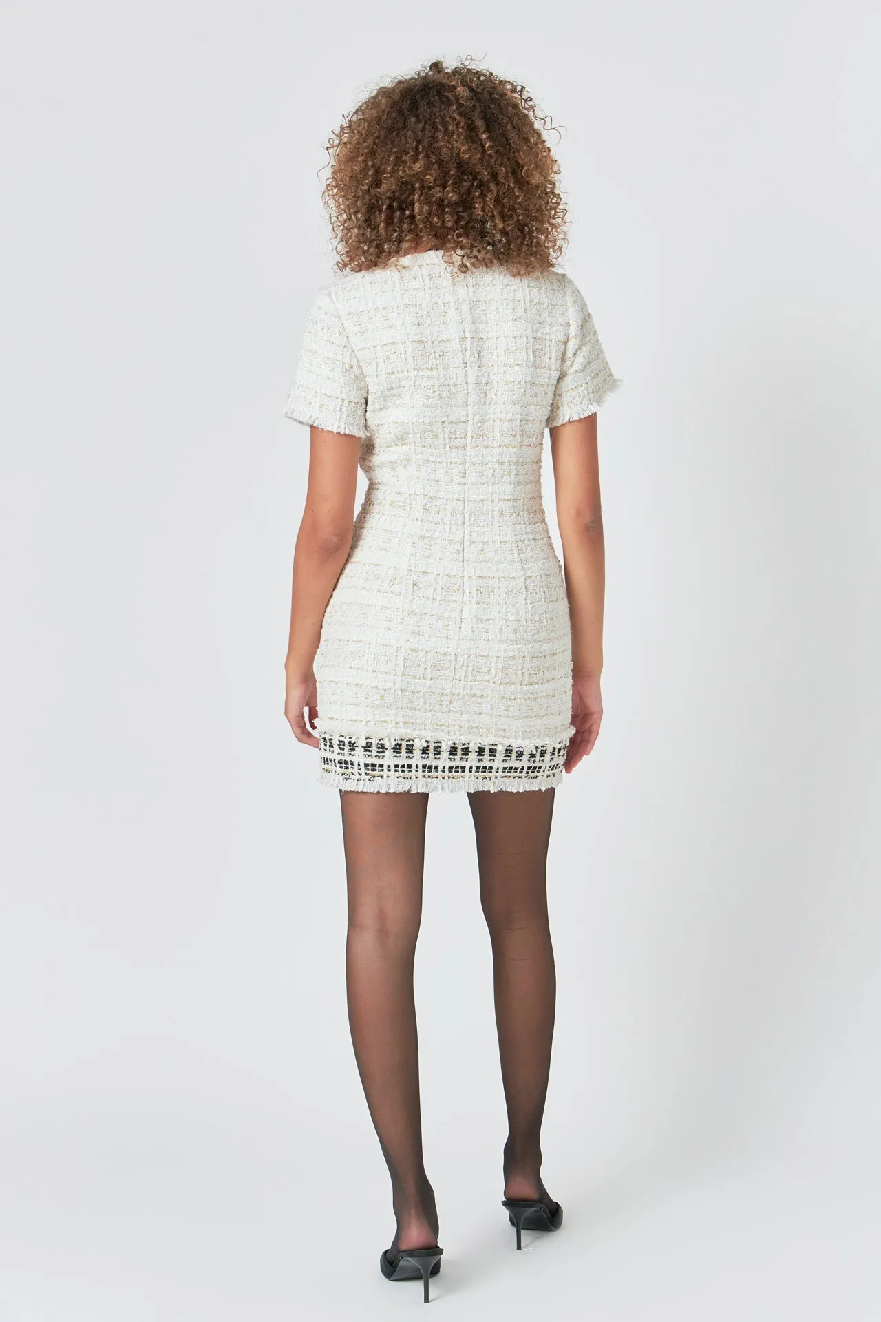 Endless Rose - Tweed Fringed Mini Dress