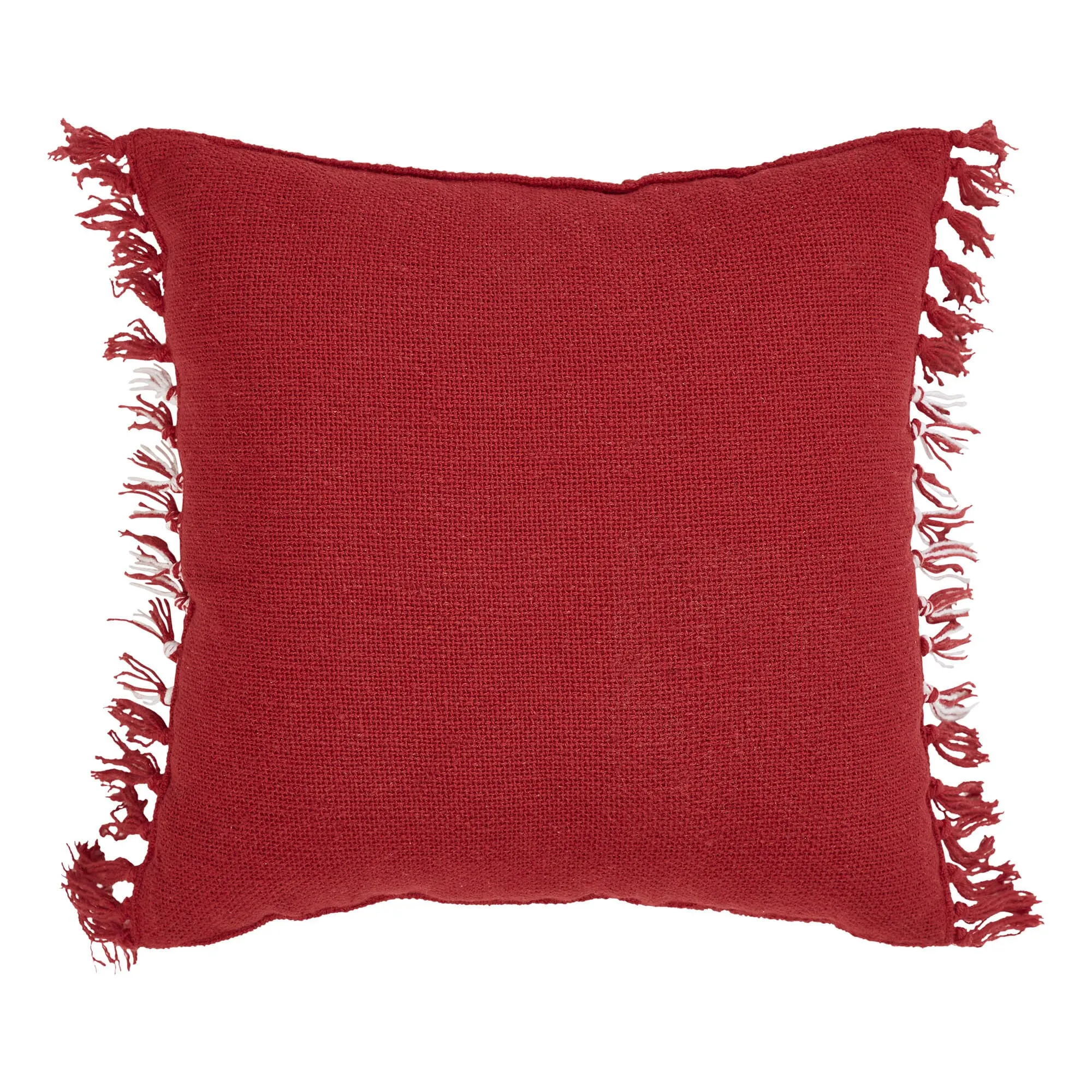 Eston Red Plaid Fringed Pillow 12"