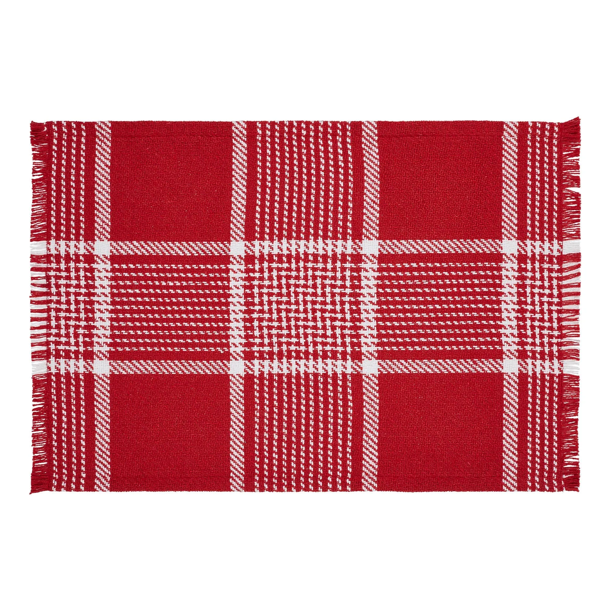 Eston Red Plaid Fringed Placemats - Set of 2