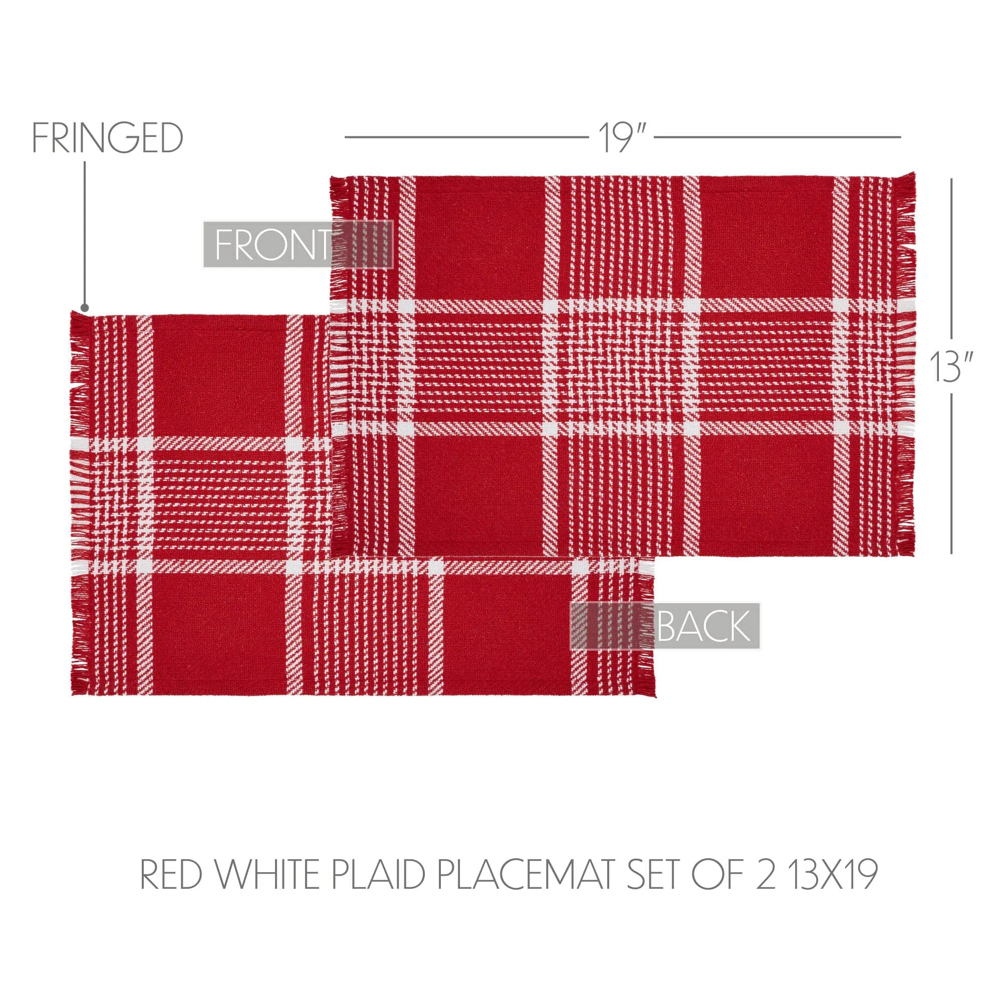 Eston Red Plaid Fringed Placemats - Set of 2