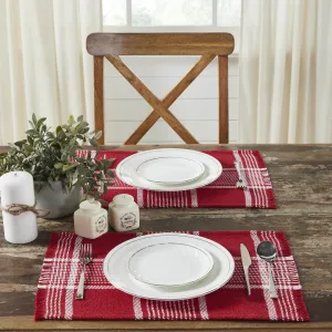 Eston Red Plaid Fringed Placemats - Set of 2