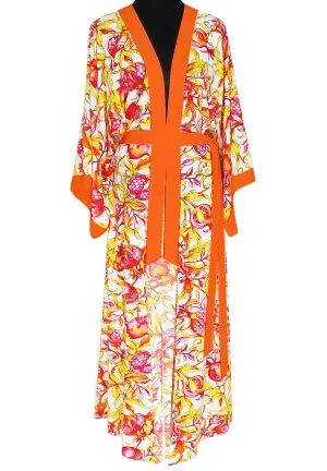 Euphoria – Forbidden Fruit Maxi Split Kaftan (Neon Orange)