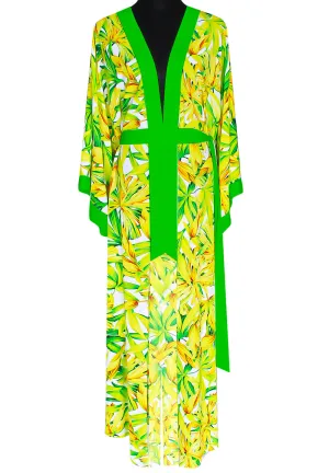 Euphoria – Secret Garden Maxi Split Kaftan (Neon Green)