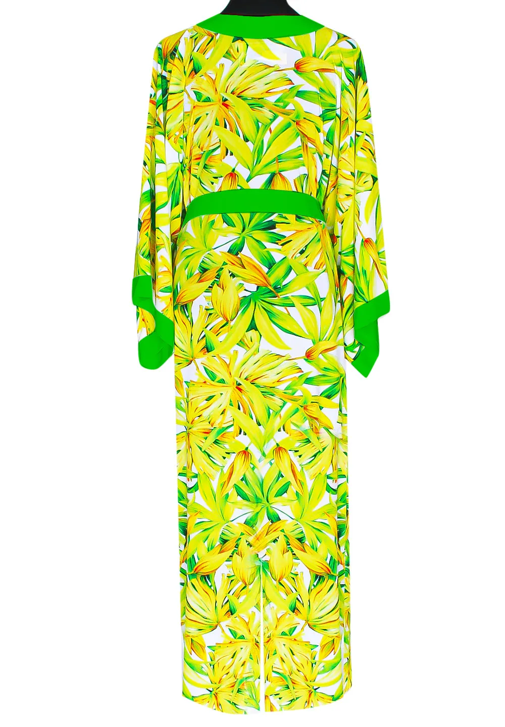 Euphoria – Secret Garden Maxi Split Kaftan (Neon Green)