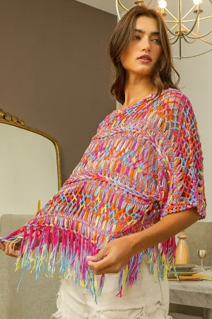 Fringed Knit Cover Up