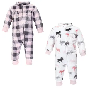 Hudson Baby Plush Jumpsuits, Pink Moose