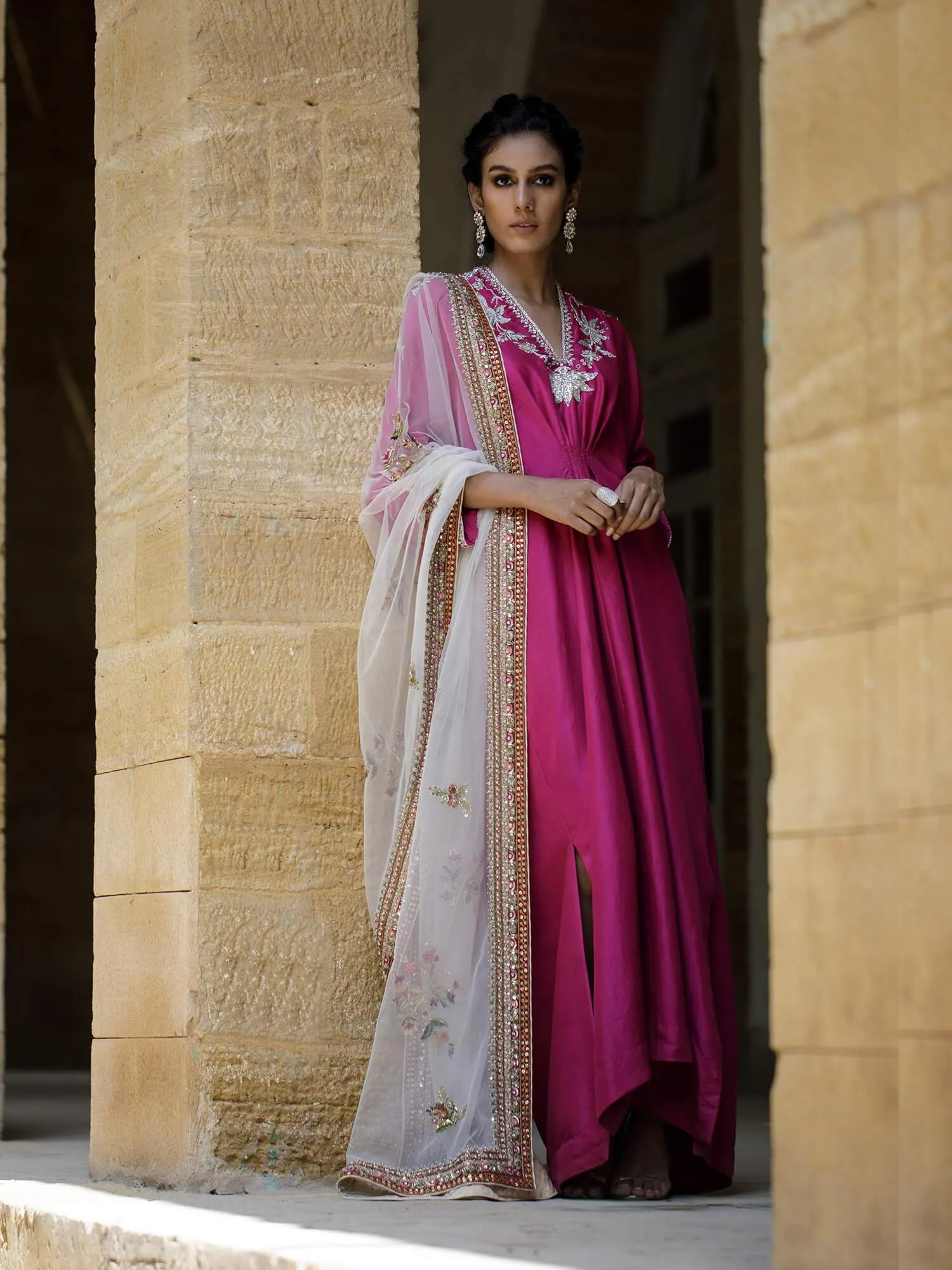 Kaftans -Cherry Pink Raw Silk