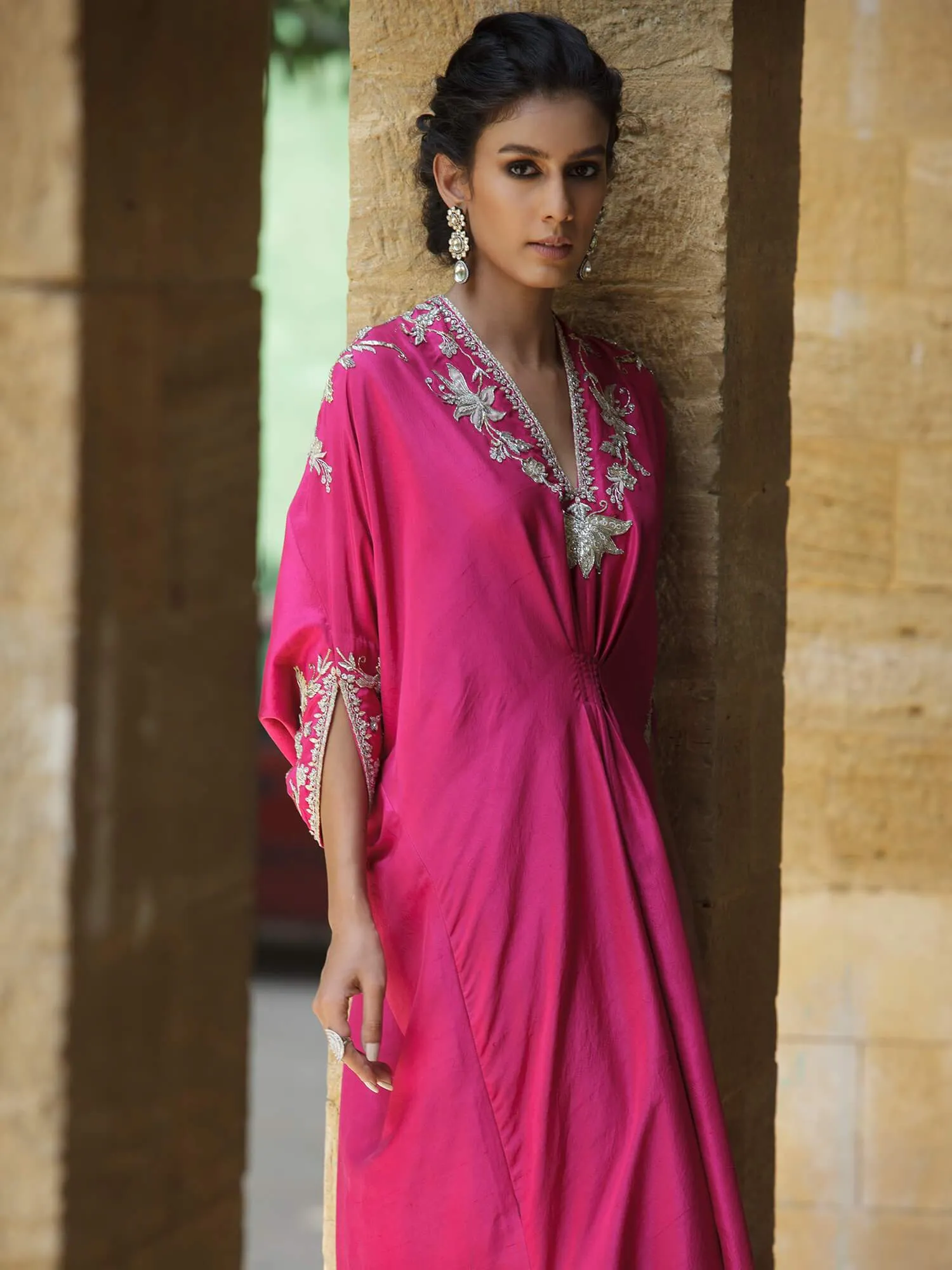 Kaftans -Cherry Pink Raw Silk