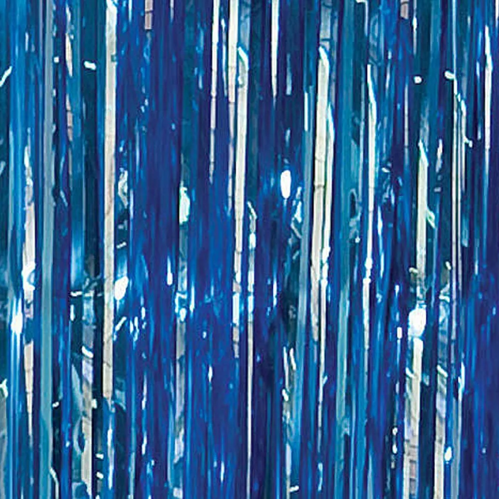 Kicko Blue Foil Fringe Curtain - 4 Pack, 3 X 8 Feet - 36 X 96 Inches Metallic Panels -