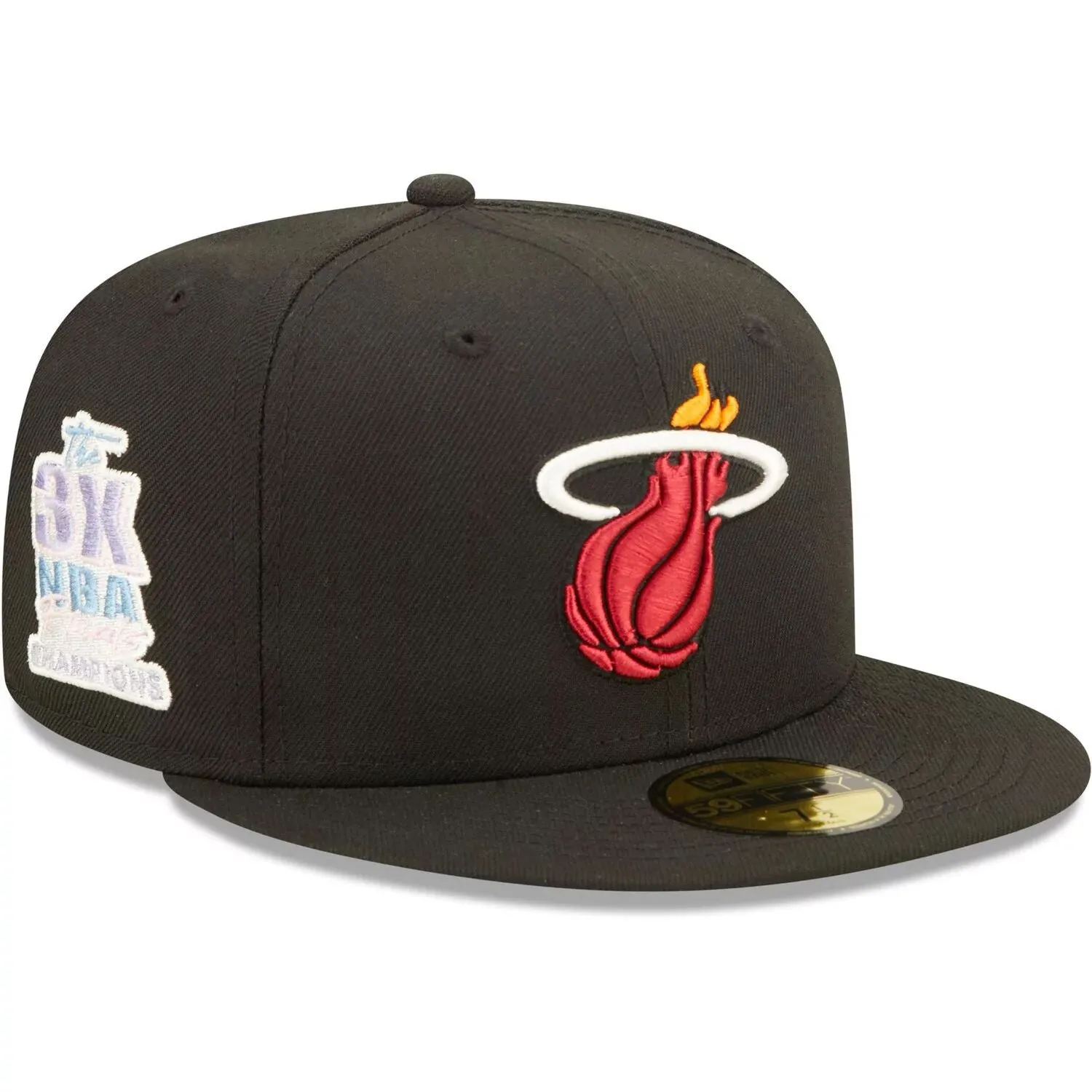 Men's Baseball Cap New Era Black Miami Heat 3x NBA Finals Champions Pop Sweat 59FIFTY