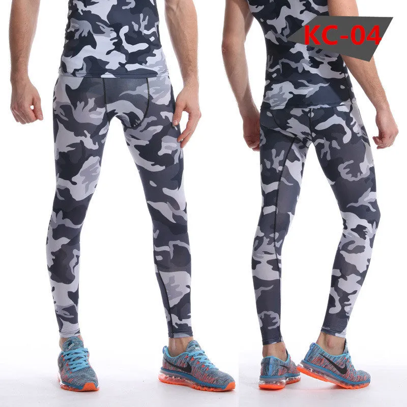 Mens Compression Pants Tights Casual  Bodybuilding  Camouflage Skinny Leggings