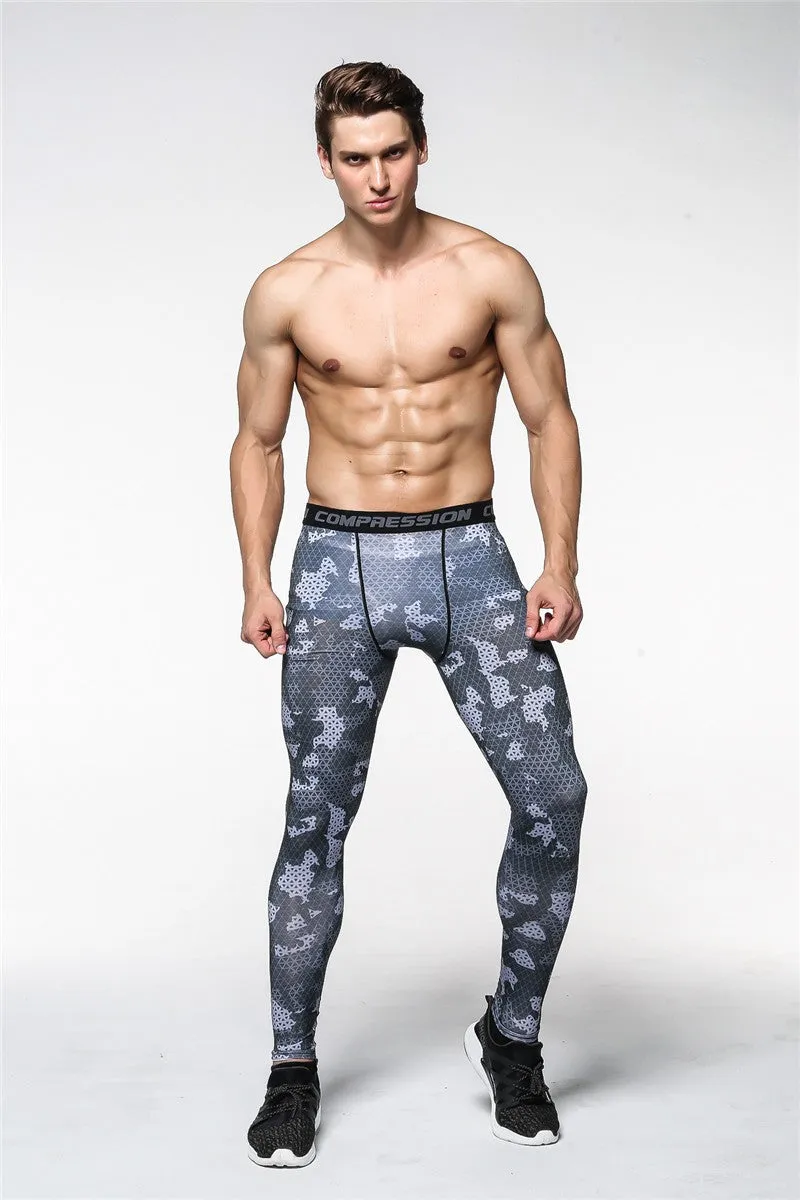 Mens Compression Pants Tights Casual  Bodybuilding  Camouflage Skinny Leggings