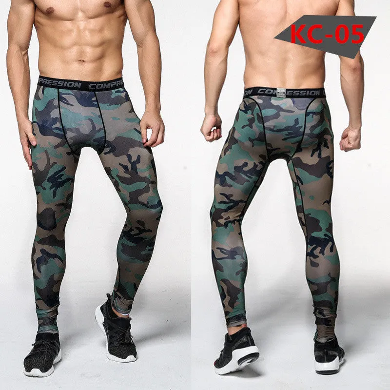 Mens Compression Pants Tights Casual  Bodybuilding  Camouflage Skinny Leggings