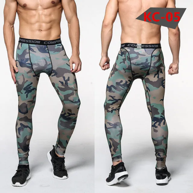 Mens Compression Pants Tights Casual  Bodybuilding  Camouflage Skinny Leggings