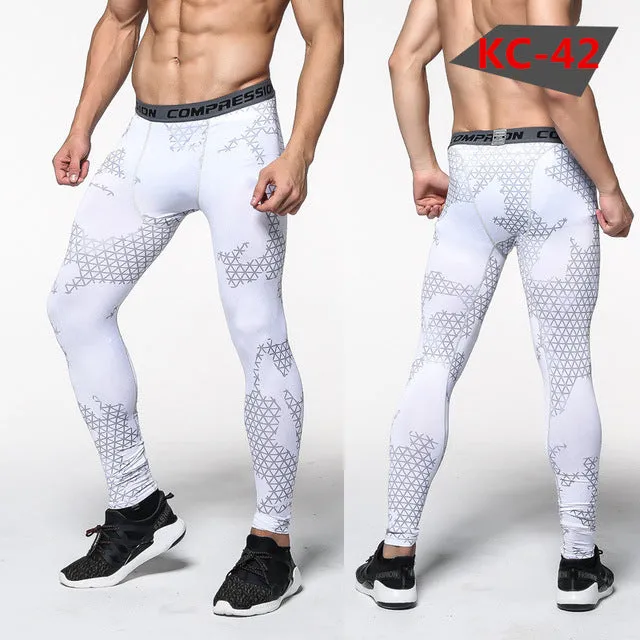 Mens Compression Pants Tights Casual  Bodybuilding  Camouflage Skinny Leggings