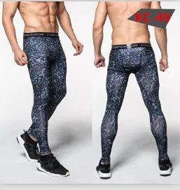 Mens Compression Pants Tights Casual  Bodybuilding  Camouflage Skinny Leggings