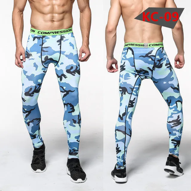 Mens Compression Pants Tights Casual  Bodybuilding  Camouflage Skinny Leggings