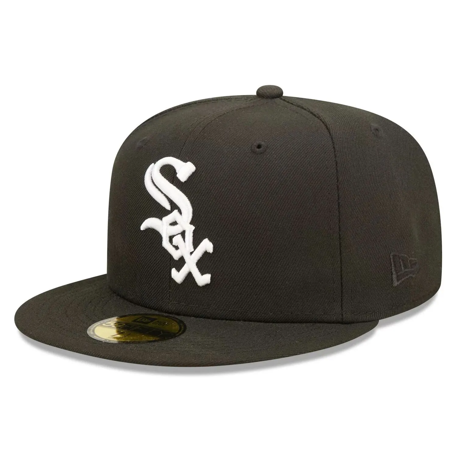 Men's New Era Black Chicago White Sox Team Logo Fitted Hat 59FIFTY