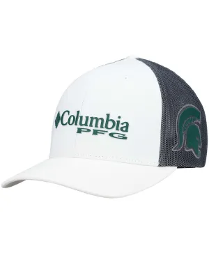 Men's White Michigan State Spartans PFG Snapback Columbia Adjustable Cap