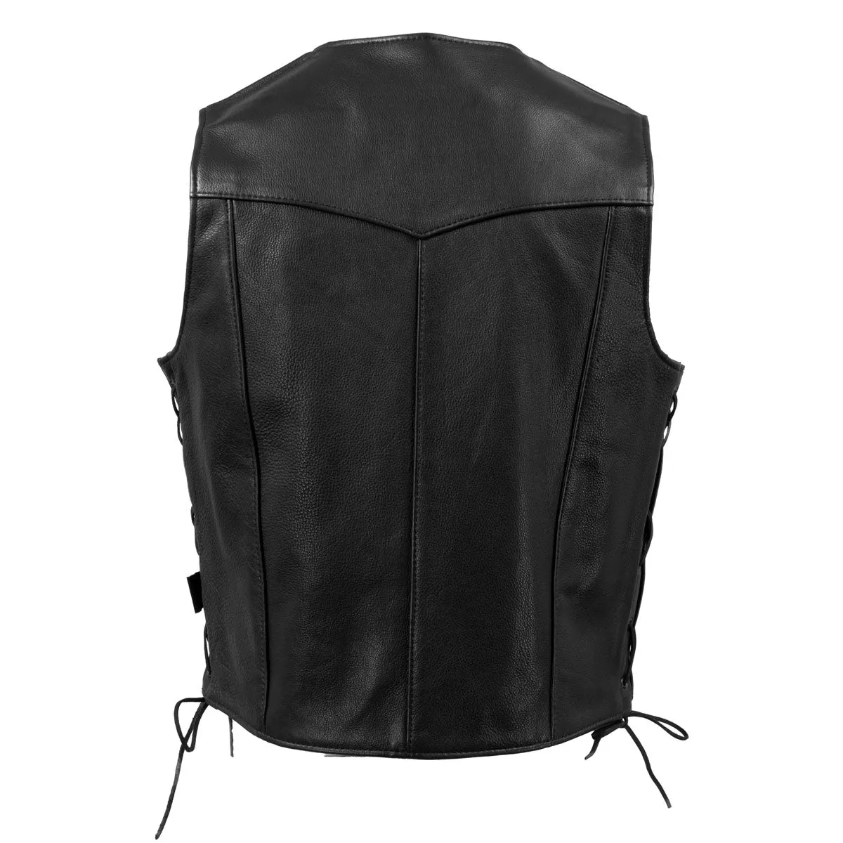 Milwaukee Leather USA MADE MLVSM5008 Men's Black 'Buster' Side Lace Premium Motorcycle Leather Vest