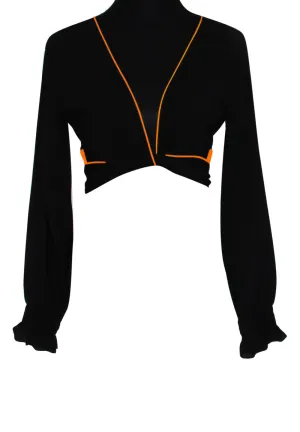 Monochrome - Black Crop Top (Neon Orange)