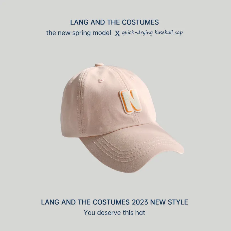 N letter baseball cap women's fashion small head circumference ins soft top all-match peaked cap outdoor summer sun hat