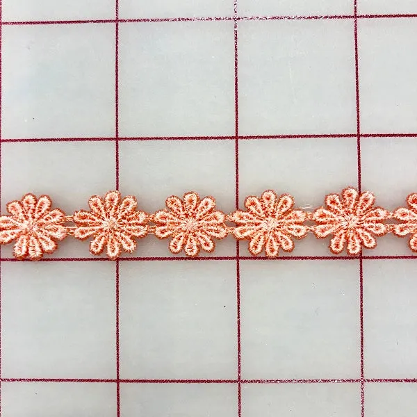 Non-Metallic Trim - 1/2-inch Venise Lace Flower Trim Coral