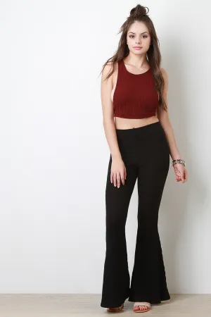 Rib Knit Bell Bottom Pants