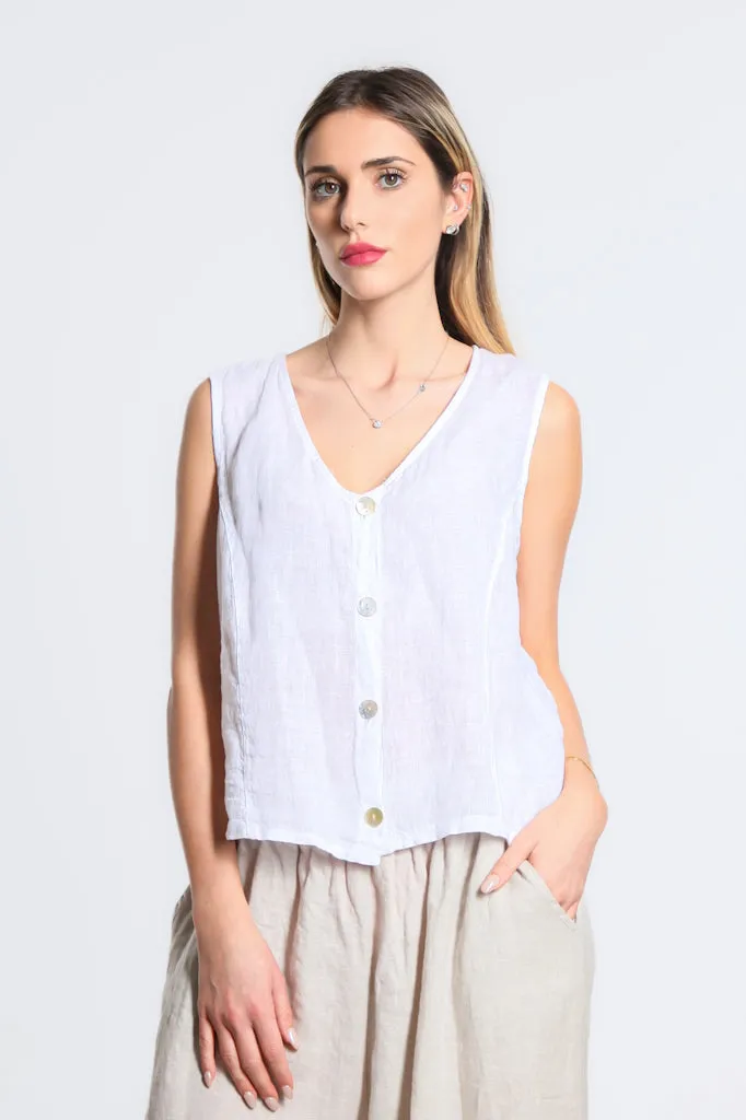 Robin Linen Button Vest (BT127)