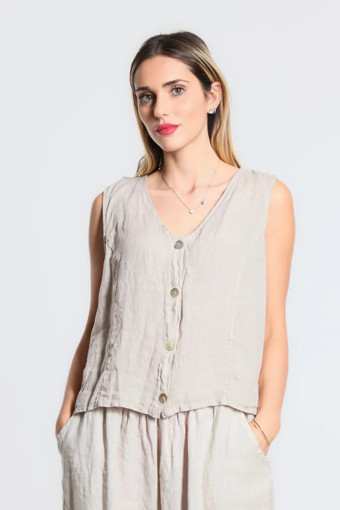 Robin Linen Button Vest (BT127)