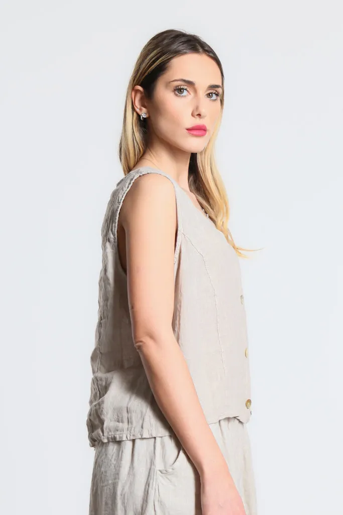 Robin Linen Button Vest (BT127)