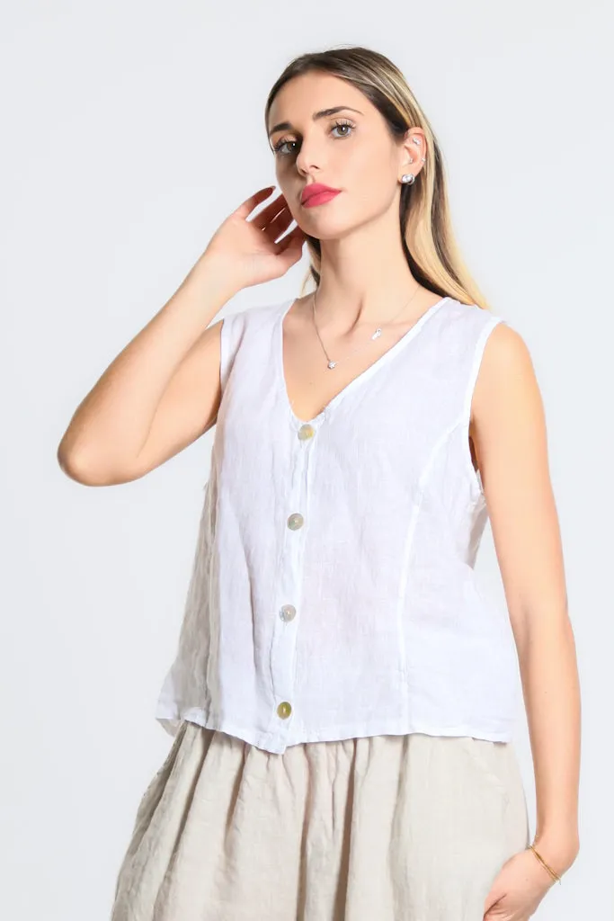 Robin Linen Button Vest (BT127)